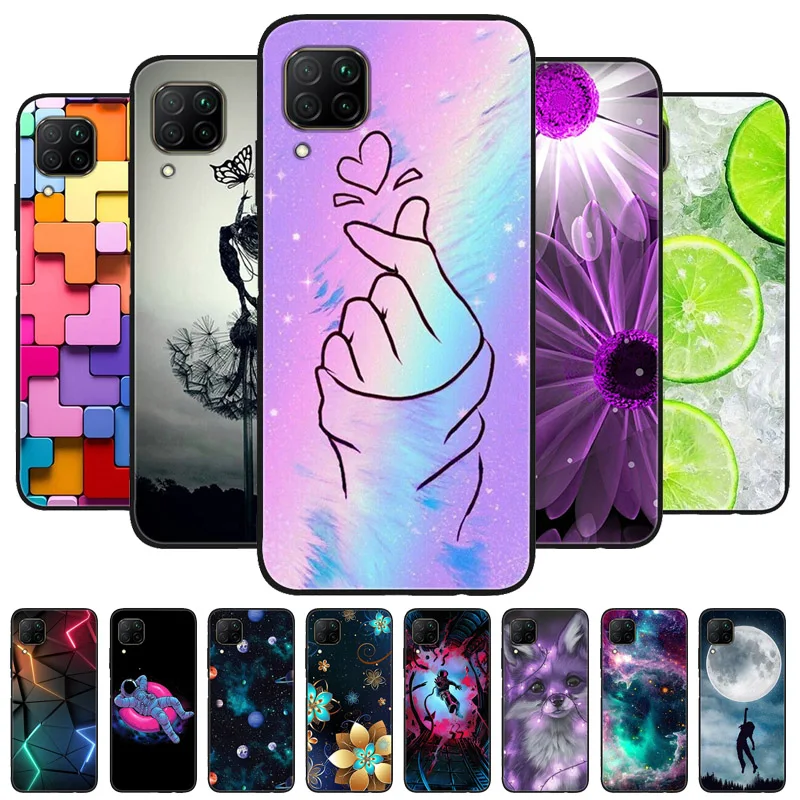 Pro Huawei P40 lite pouzdro  nový TPU silikon nárazuvzdorné kocour telefon obal pro Huawei P40 lite funda na p40lite kvést knihtisk měkké