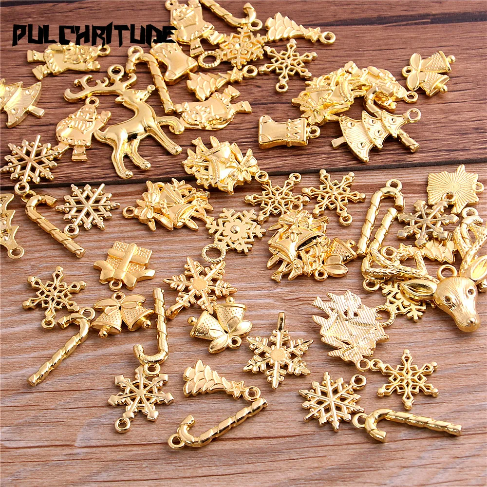 20Pcs Mixed Two Color Christmas Boot Snowman Boot Snowflake Charms Pendants Jewelry Making Accessor