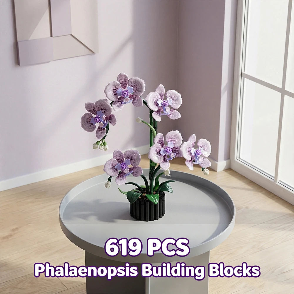 

Phalaenopsis Building Blocks 619 PCS Orchid Potted Simulation Model DIY Flowers Plants Kids Puzzle Toy Girls Gift Home Decor New