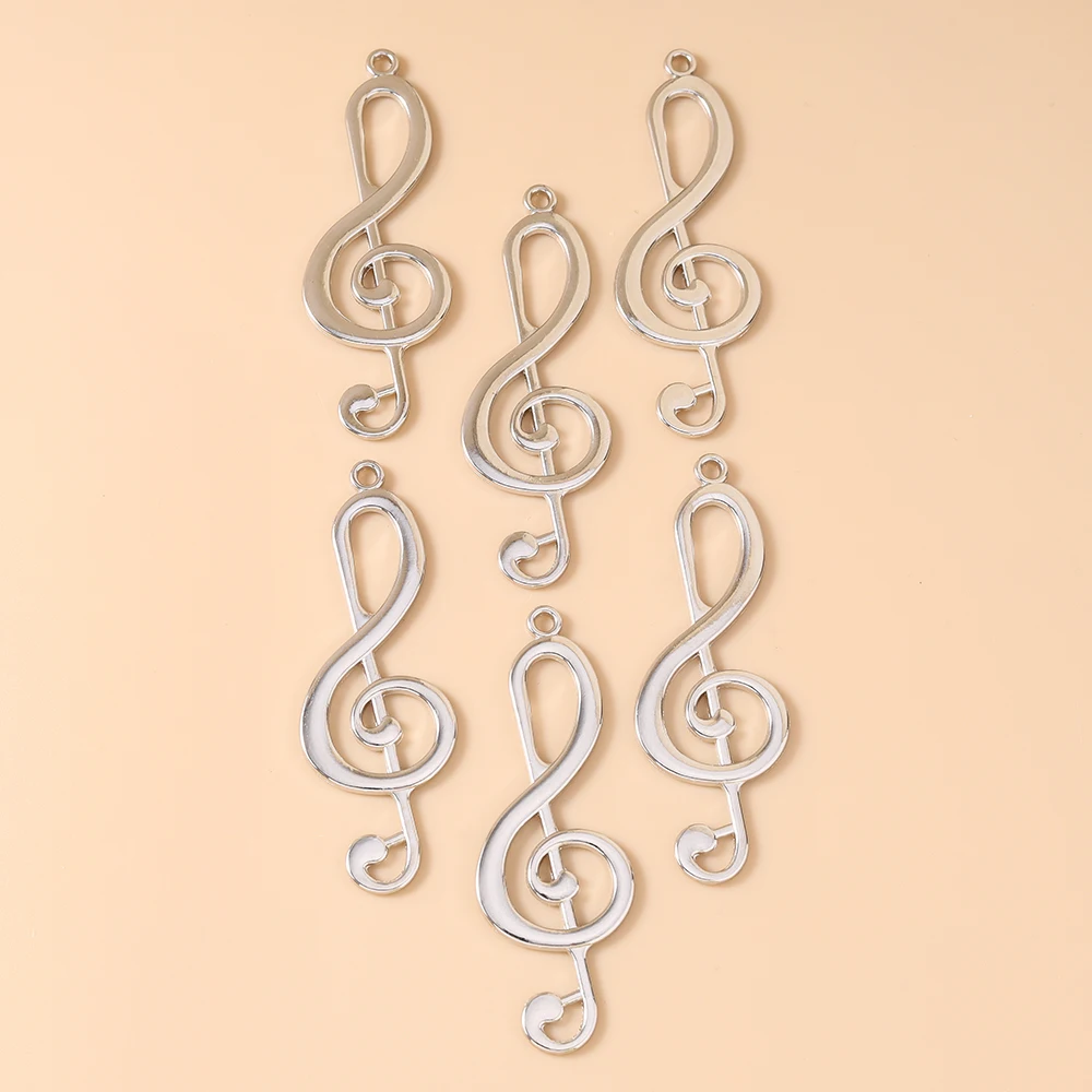 Leslie 10 Stück 21*60mm Große Modische Metall-Musiknoten-Anhänger Passend für Schmuckherstellung DIY Handgemachte Halskette Schlüsselanhänger Zubehör – Detail 1