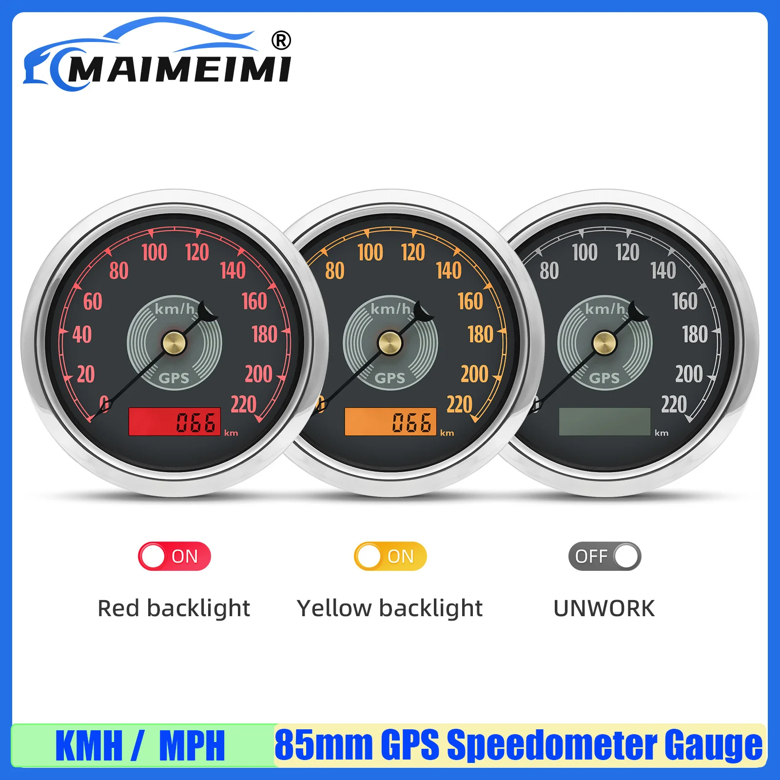 

Спидометр MAIMEIMI 85 мм с GPS и антенной, 0-220 км/ч, 0-220 мили/ч, из нержавеющей стали SUS316, для автомобилей, лодок, яхт, водонепроницаемый, ретро-дизайн