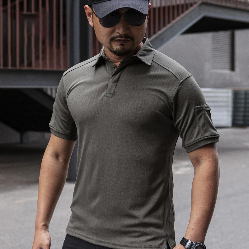 Summer Short Sleeve Polo Shirts Men Performance Pocket Tactical Shirt Casual Lightweight Outdoor Fishing Hiking Shirt USA Size