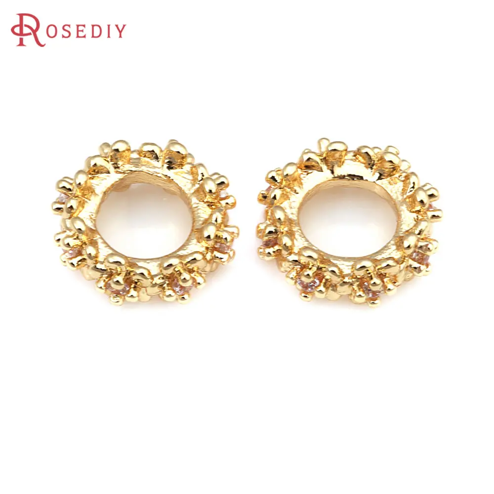 6MM 8MM 10MM 18K Gold Color Brass Flower Large Hole Beads Spacer Beads Bracelet Beads High Quality Diy Jewelry Making Necklace