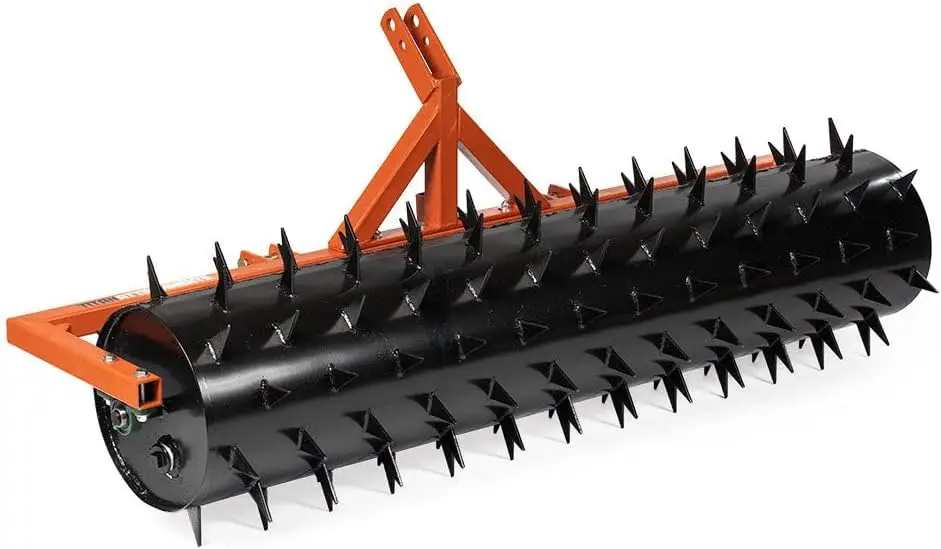 

3 Point 6 ft Drum Spike Aerator, Fits Cat 1 & 2 Tractors, Tow-Behind Soil Penetrator, Adjustable Weight for Co