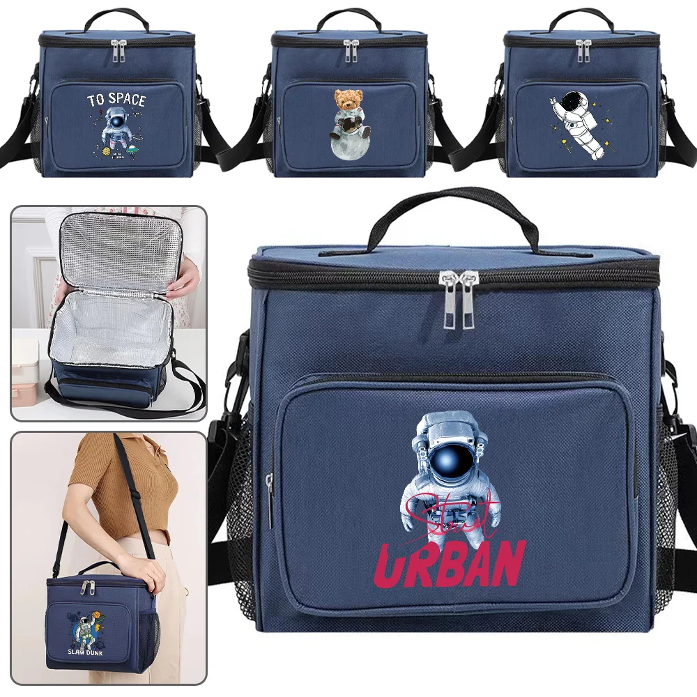 Lunch Box Insulated Lunch Bags Handbag Cooler Food Storage Boxes Thermal Waterproof Camping Organizer Case Astronaut Printing