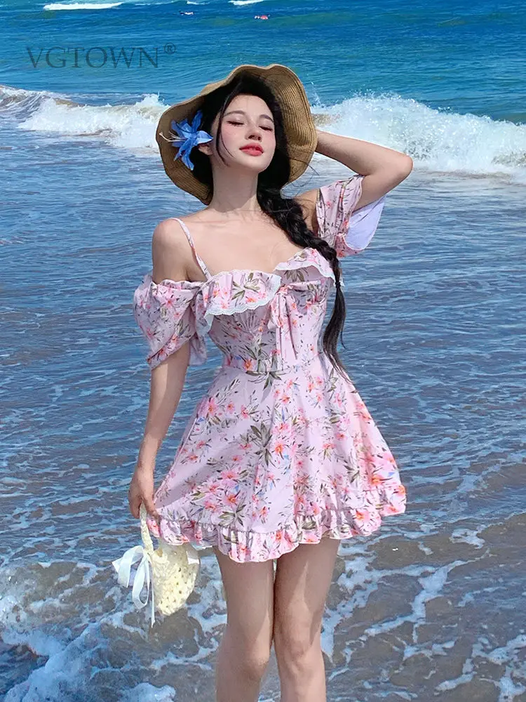 2026 New Plus Size 6XL Hot Sale Women's Conservative  Sexy One-Piece Swimsuit with Hanging Neck Skirt Design And Belly Cover