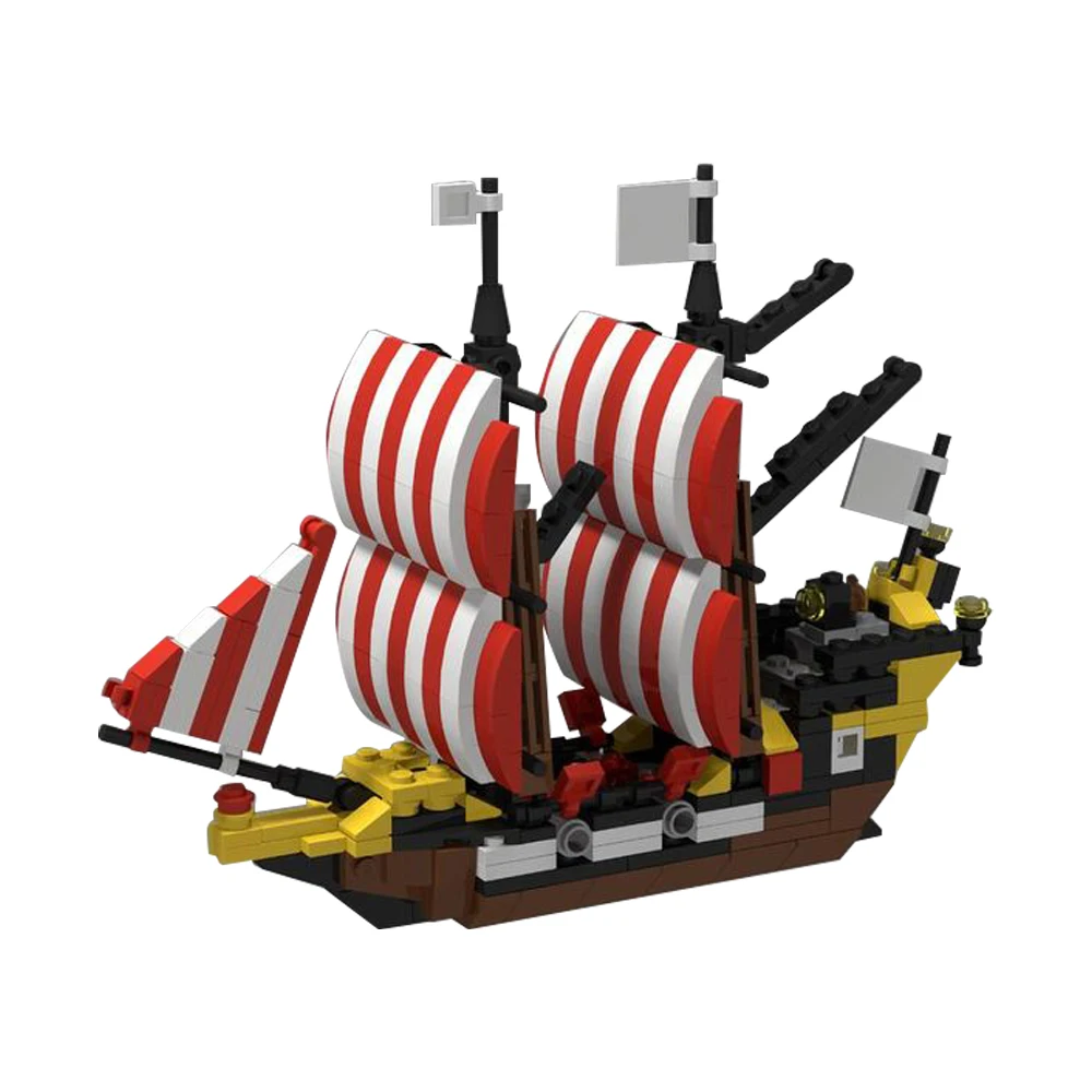 Gobricks MOC Mini Ships Mini Black Seas Barracuda 6285 Bricks Model Viking Ship Building Block set Education Toys For Gift