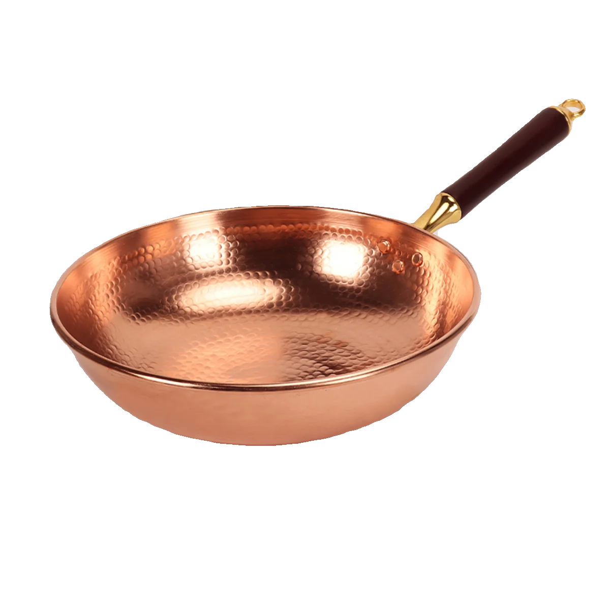 Wok de cobre morado resistente sin recubrimiento, sartén con estufa de gas para uso doméstico y comercial, perfecto para una cocción rápida