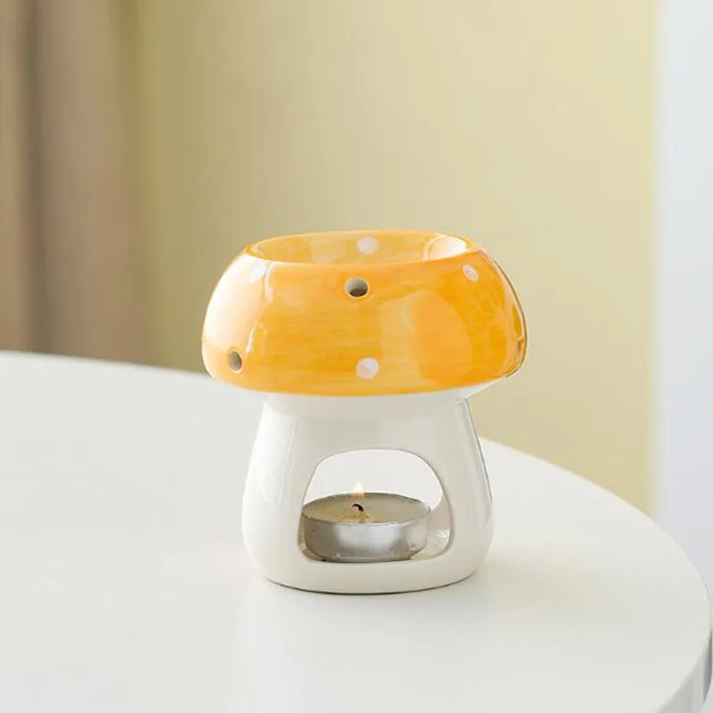 Nordic Style Porcelain Mushroom Essential Oil Burner Candle Lamp Aroma Censer Bedroom Smell Use Home Decor
