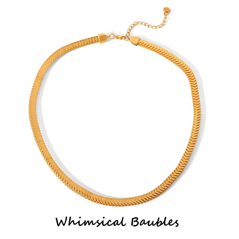 

Simple 18K Gold Stainless Steel Basic Chain Necklace Stainless Steel Punk Snake Chain Cuban Chain Necklace