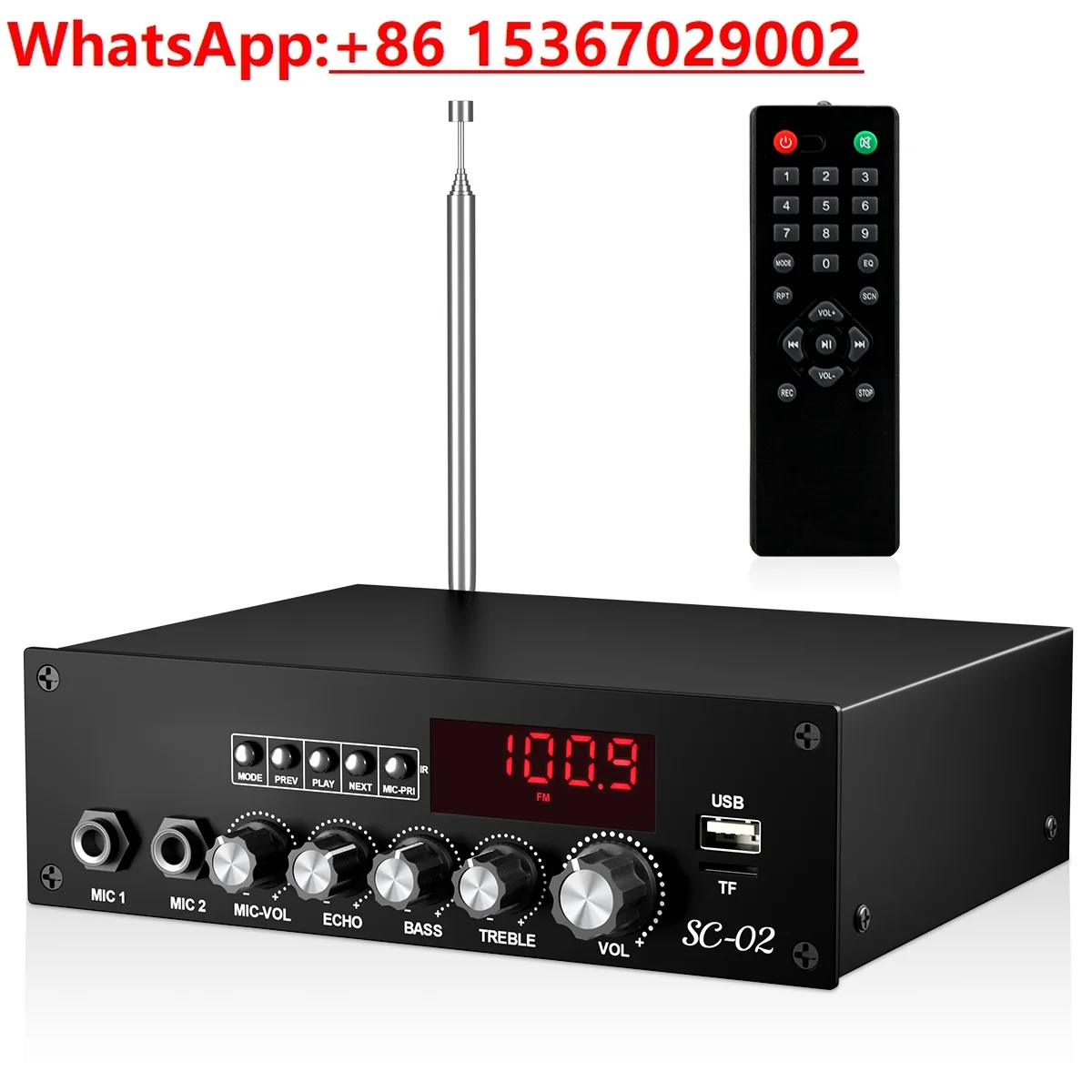 

2 * 100W high-power Bluetooth power amplifier, two-channel home stage KTV karaoke mini digital amplifier