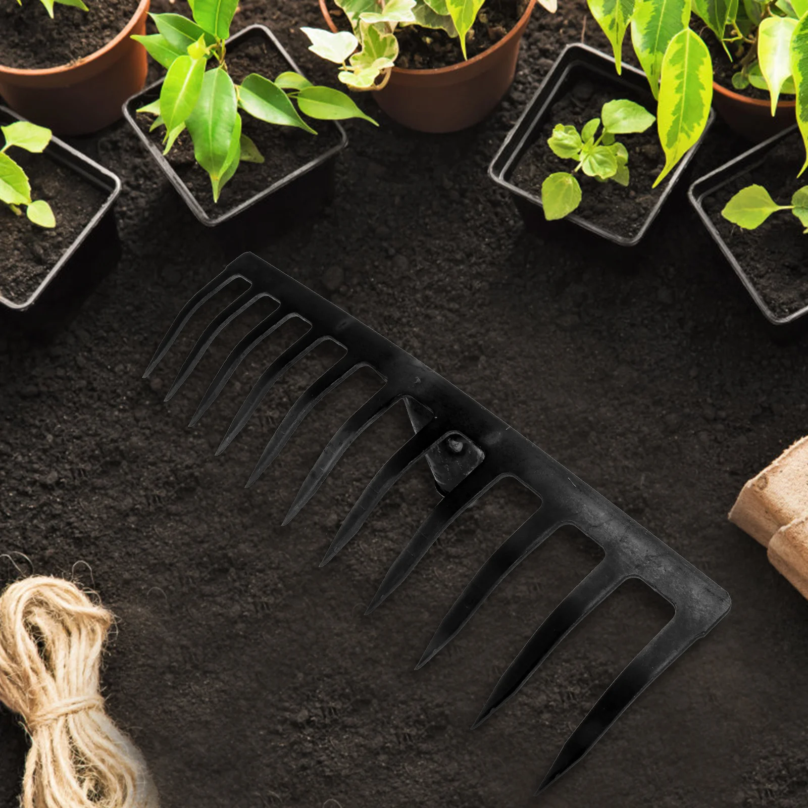 

1Pcs -Tine Gardening Rake Heavy Duty Steel Soil Loosening Tool Agriculture Use Garden Iron Rake for Deep Digging