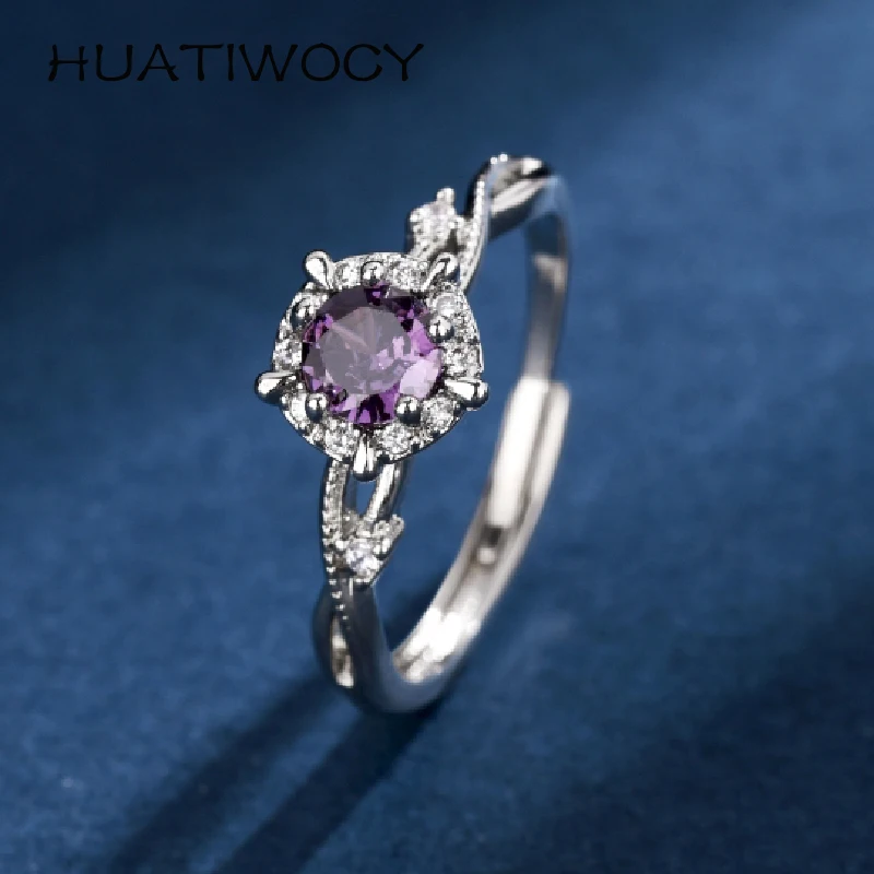 

HUATIWOCY Korean Style Women Ring with Zircon 925 Silver Jewelry for Wedding Party Promise Gift Finger Rings Ornaments Wholesale