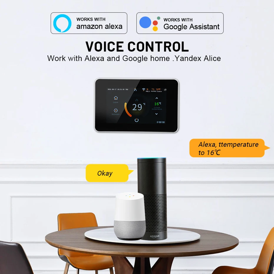 Tuya wifi termostato inteligente piso elétrico aquecimento de água controlador temperatura co2 e sensor umidade alexa google casa