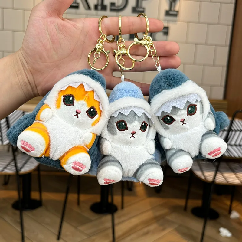 Kawaii Shark Cat Plush Toy Soft Stuffed Colorful Shark Cat Doll Kids Toys Birthday Christmas Gift for Boys Girls