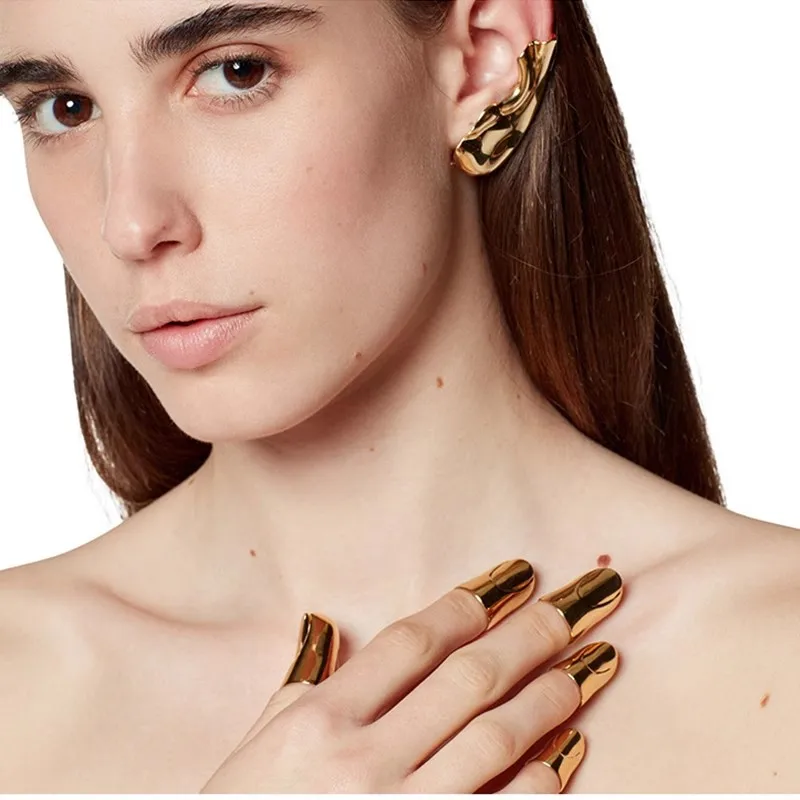 2023 New Gothic Punk Vintage Half Ear Contour Metal Ear Clip Earrings For Women Girls Ear Bones Clip Earring Biżuteria Prezent — zdjęcie 6