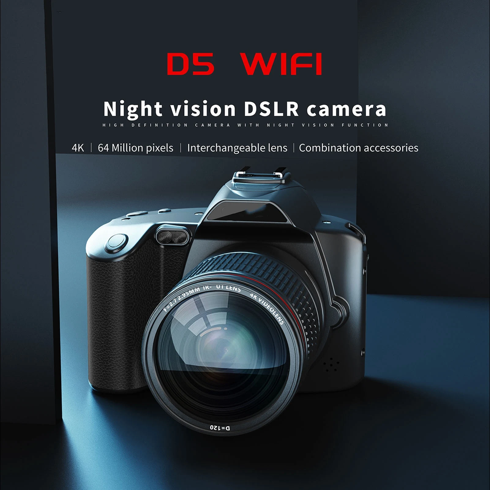 4K 64MP Digital Camera 3 Inch IPS Display Screen Digital Video Camera 16X Digital Zoom Support IR Night Vision for Travel Vlog