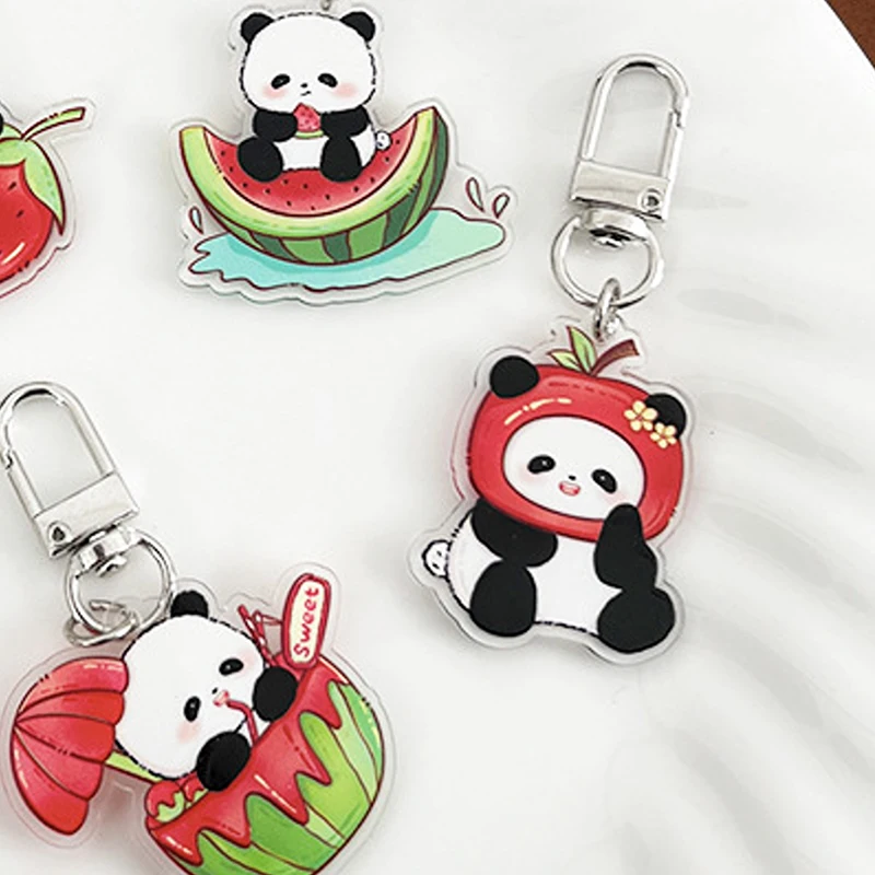 1PCS Cute Panda Key Chain Animals Ins Keychain Earphone Schoolbag Keychain Pendant Diy Accessories