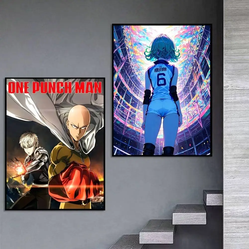 O-One-Punch S-Saitama x Genos Anime Poster Self-adhesive Art Waterproof Paper Sticker Coffee House Bar Room Wall Decor