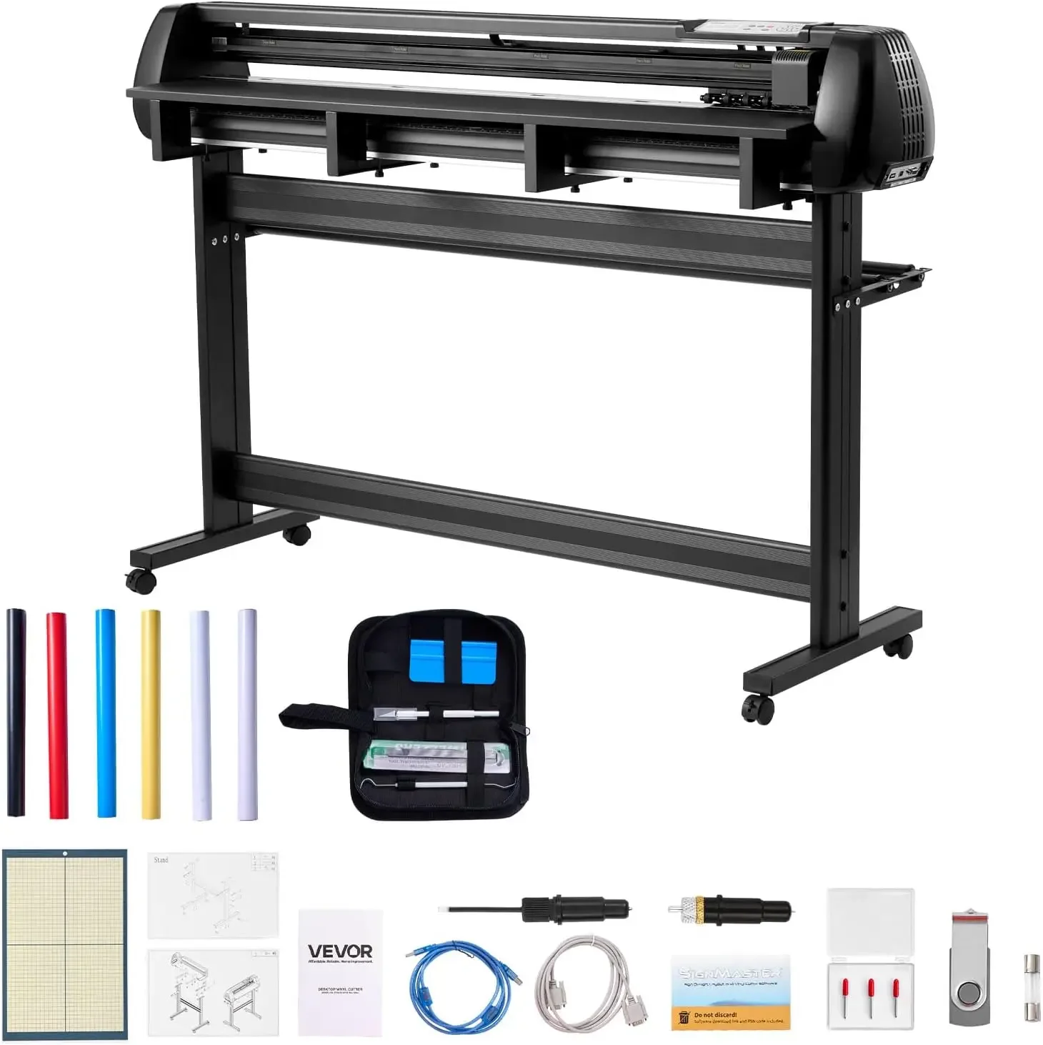 Vinyl Cutter Machine 53 inch Max Feed Width Dual Blades Adjustable Force and Speed LED Display Vinyl Plotter Cutter Printer