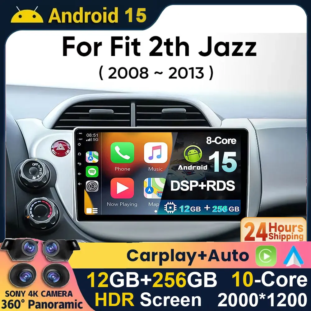 

Android 15 для HONDA FIT JAZZ 2008 2009 2010 2011 2012 2013, автомобильный мультимедийный плеер 2din, GPS-навигация, 4G, CarPlay, радио, мультимедиа