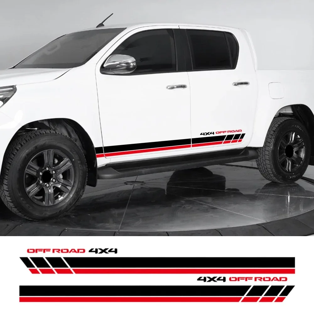 

2PCS 4X4 Off Road Car Door Side Stickers Auto Modification PVC Racing Decals Car Tuning Decoration Accessories For Toyota Hilux