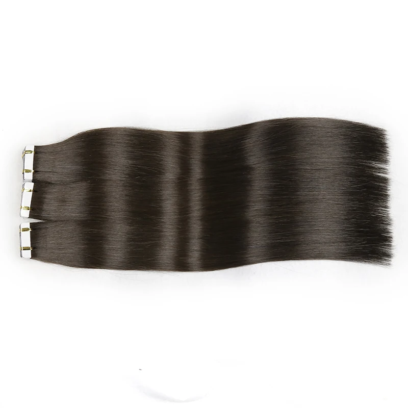 Fita russa marrom escuro em extensões de cabelo 100% cabelo humano cutícula alinhada fita extensões de cabelo 100g 40 peças