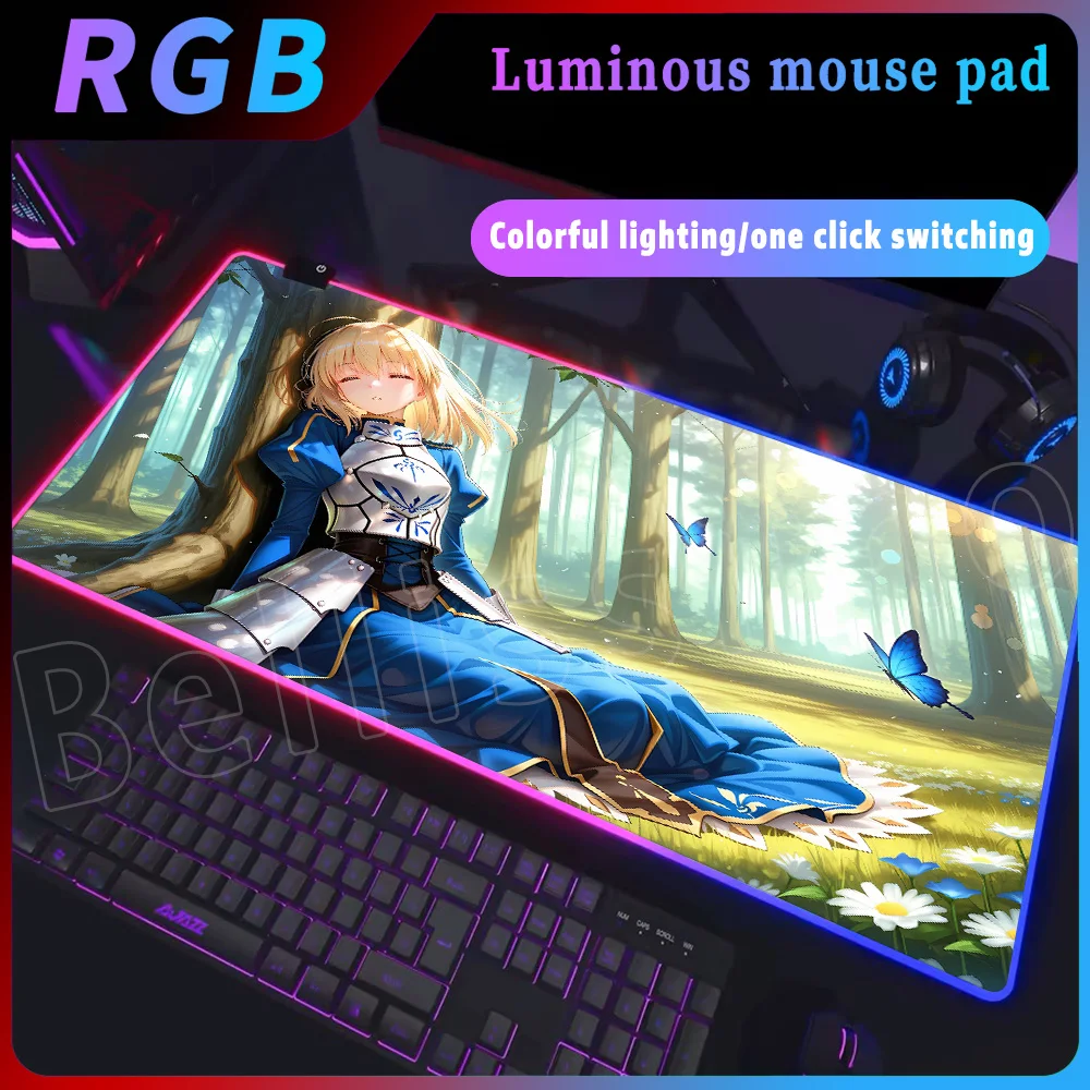 

HD Printing Large Anime Fate Saber Alter Mouse Pad PC Laptop Game RGB Mousepad Computer Natural Rubber Cute Kawaii Girl Desk Mat