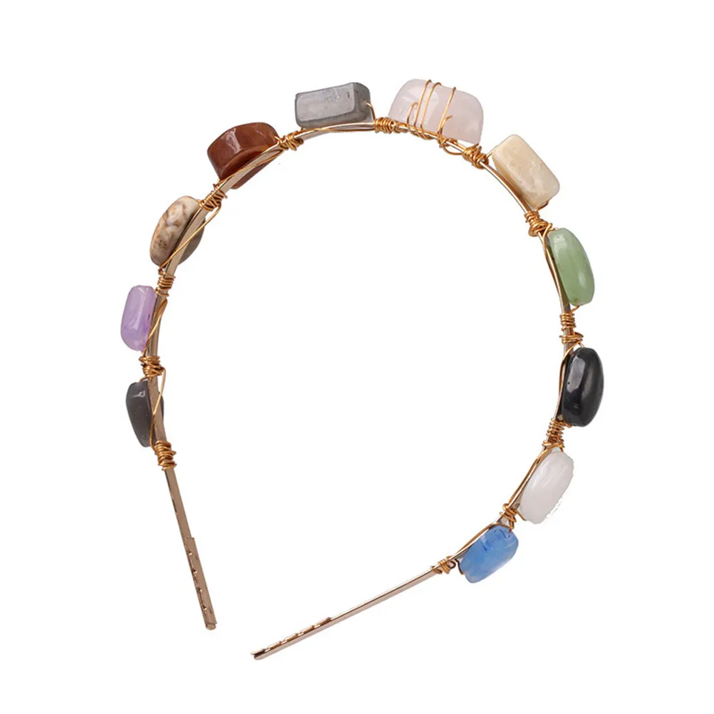 1Pcs Colorful Stone Hair Band for Women Gorgeous Elegant Headband Fine Workmanship Stylish Fashion Hair Hoop Party Daily Use