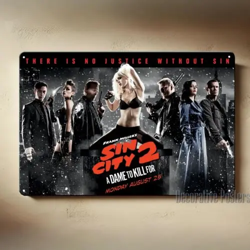 Sin City 2 Retro-Film-Metallposter, Blechschild – 20 x 30 cm große Platte – Aluminium
