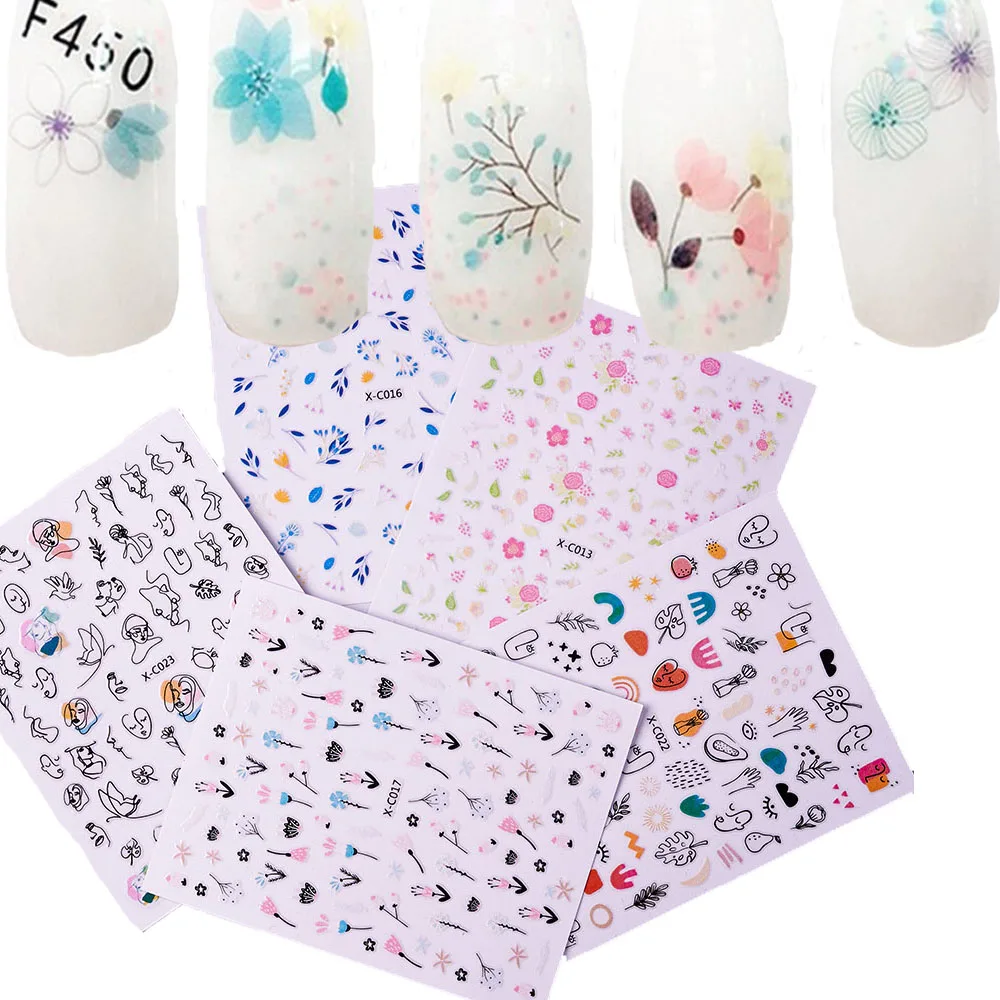 

12Sheets Nail Art Water Decal Sticker 3D Transfers Slider Spring Plant Flower Floral Leaf Floral Daisy DIY Sticker ,C-EY01-12