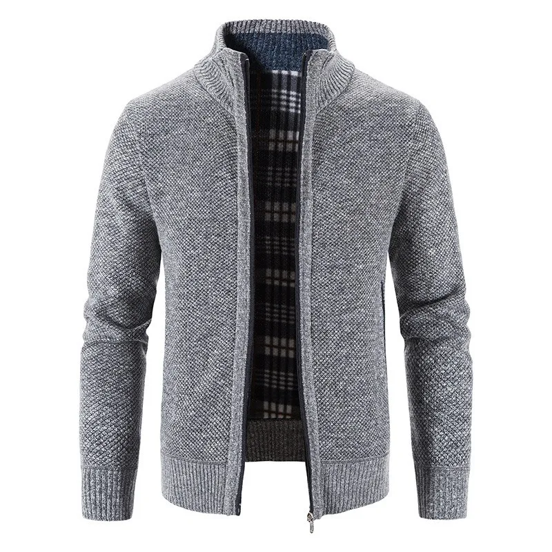 Cárdigan de punto para hombre, jerséis informales de Jacquard cálidos de manga larga para otoño e invierno, estilo europeo y americano