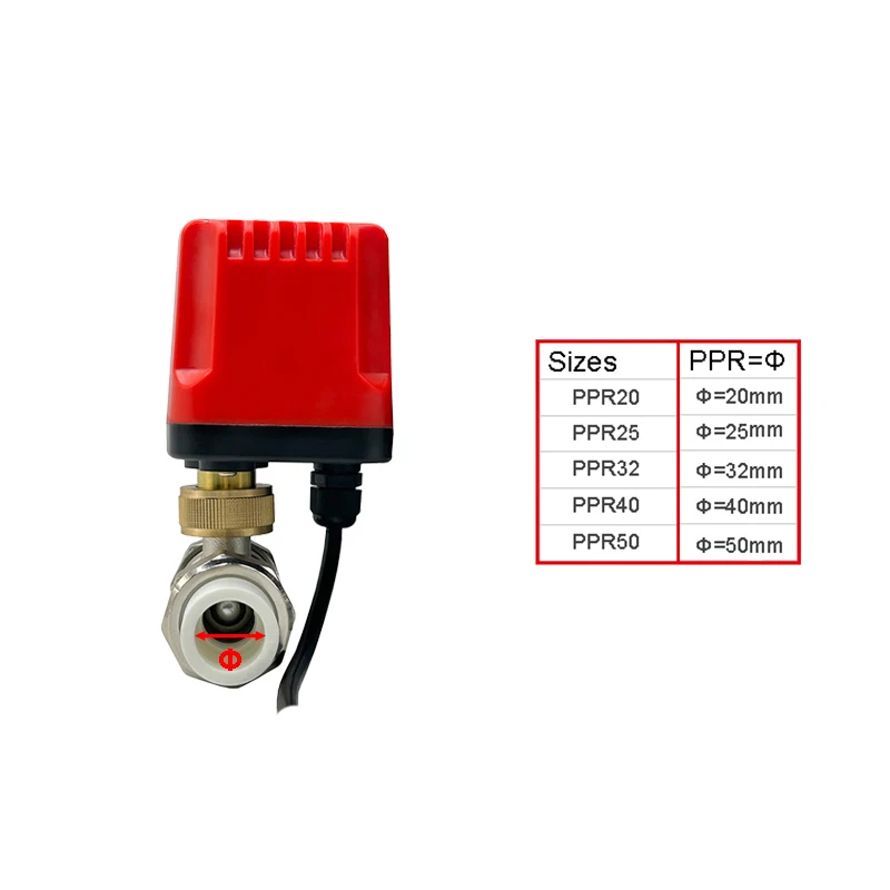 PPR Motorized Ball Valve Hot Melt Double Union PPR20/25/32/40/50 2-Wire/3-Wire Waterproof IP65 Electric Water Valve 12V 24V 220V