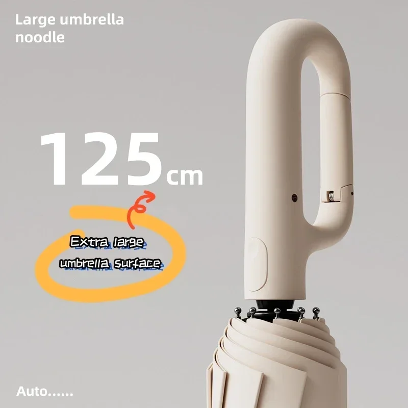 Ring Buckle Design Fully Automatic Umbrella for Men Folding Extra Large Strong Strong WOMEN'S Sunshade Double Umbrella
