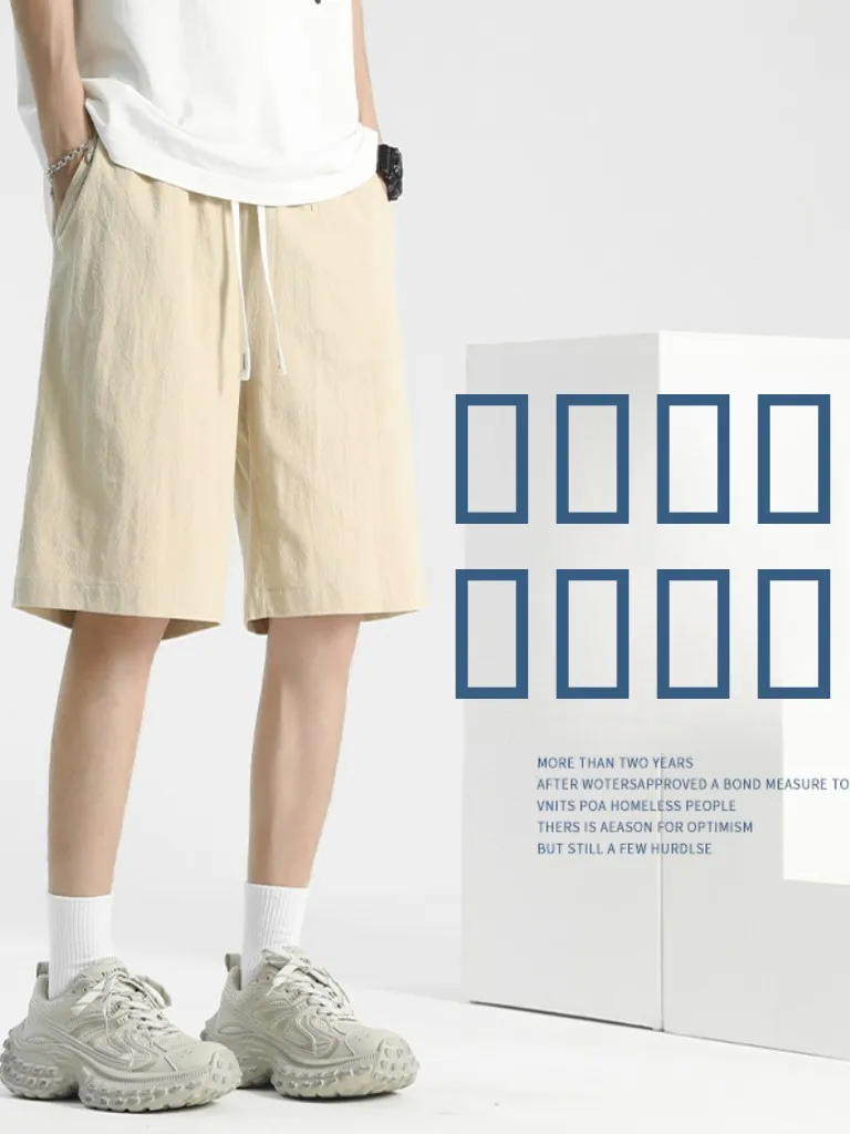 

Мужские повседневные шорты из хлопка и льна цвета хаки, летние, новые, дышащие, прямого кроя, со средней посадкой, длиной до колена