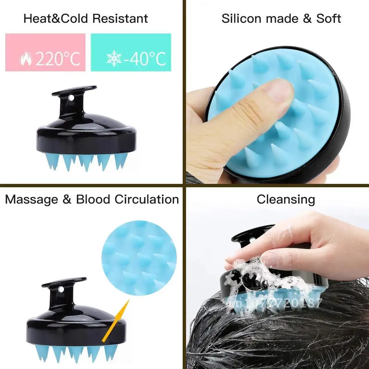 

Zhangji Hair Comb Silicone Flexible Shampoo Brush Massage Scalp Care Remove Dandruff Exfoliate Stimulate Hair Growth