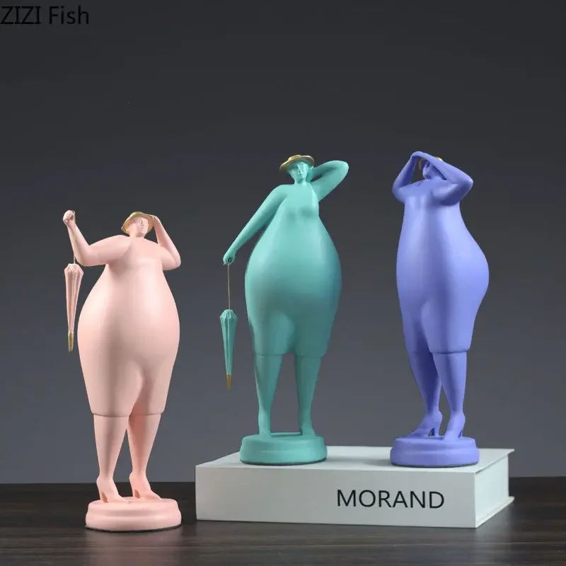

Resin Figure Decoration Fat Woman Ornament Art Figure Sculpture Statue Home Decoration Accessories Crafts Figurines Gift