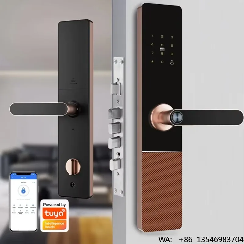 Semi-automatic Smart Door Lock with Fingerprint Card App & Password Unlock Cloud Storage Stainless Steel 304 Entry Door Lock