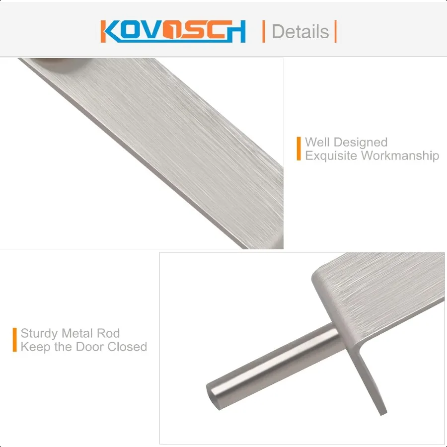 2 حزمة فلوش بولت 6 بوصة الثقيلة فلوش بولت لباب مزدوج الصلبة قفل الباب الفرنسي نحى النيكل الساتان