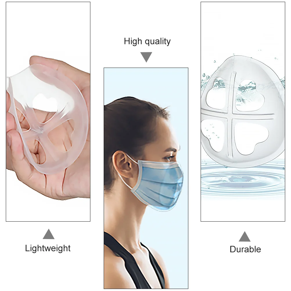 

3Pcs Silicone Mask Bracket Durable Lightweight Mask Inner Support Breathable Lipstick Protector Inner Bracket for Masks