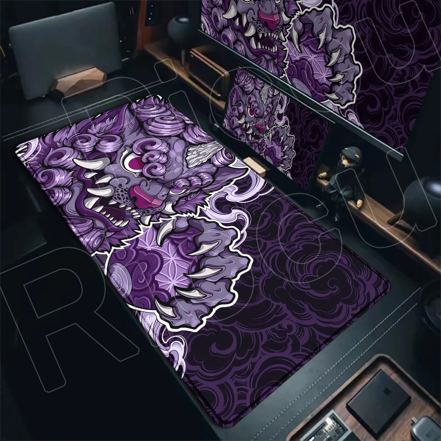 HD print XXL Chinese style Lion dance Large Gaming Mouse Pad Stitched Edges Non-Slip Natural Rubber anime desk mat Office Rug