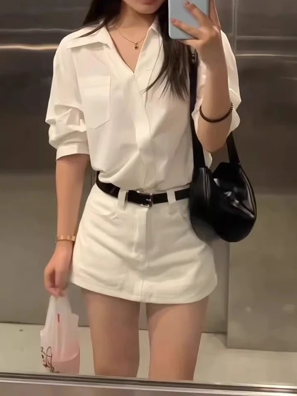 Plus size americano branco denim saia feminina verão nova linha a bodycon ultra ort calças anti-luz cintura alta saia linha a