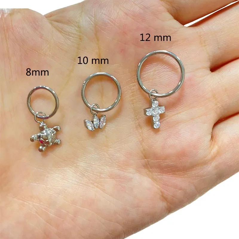 G23 Titanium Hinged Segment Hoop Earrings, CZ Paved Design