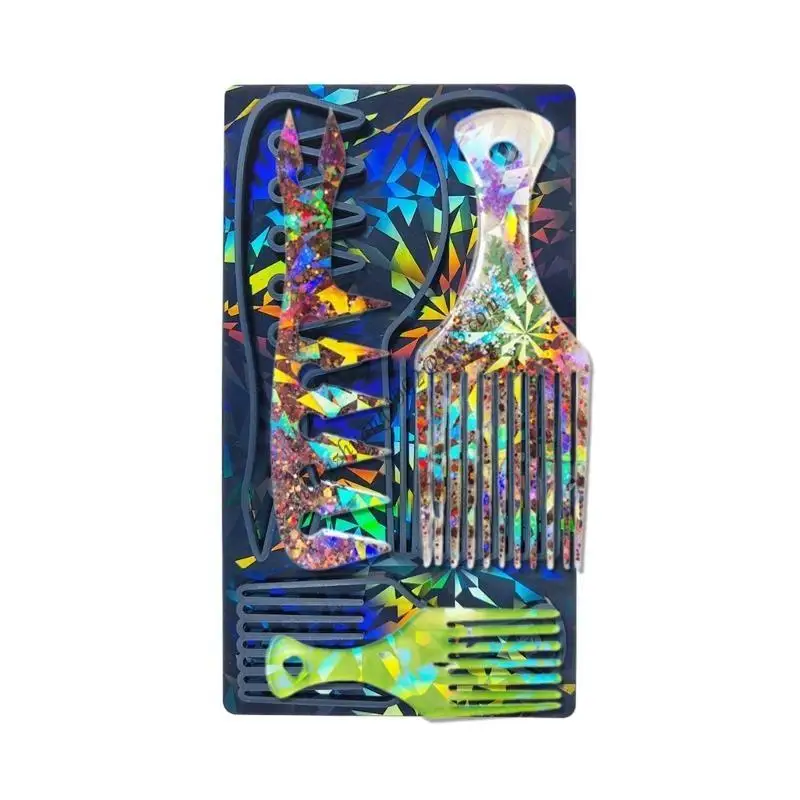 

Q6RB Pet Hair Remover Resin Molds Soft Pet Hair Comb Silicone Mold Rainbow Effect Pet Grooming Tool Mold DIY Art