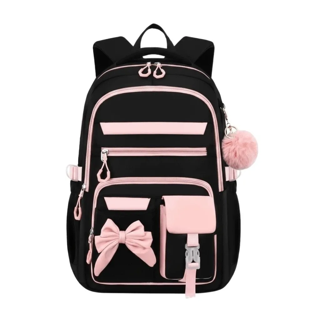 

Daypack Three-piece School Bag Set with Pen Bag with Lunch Bag Large Capacity Backpack Contrast Color Scratch Prevention