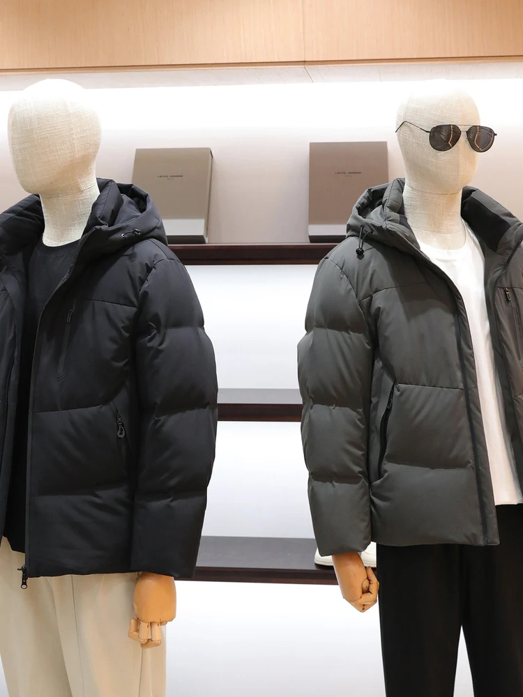Thickened Men's down Jacket Warmth Three-Proof Black Tech Silver Ion Heat Reflection Business Casual Urban Wear Duck down Fil...