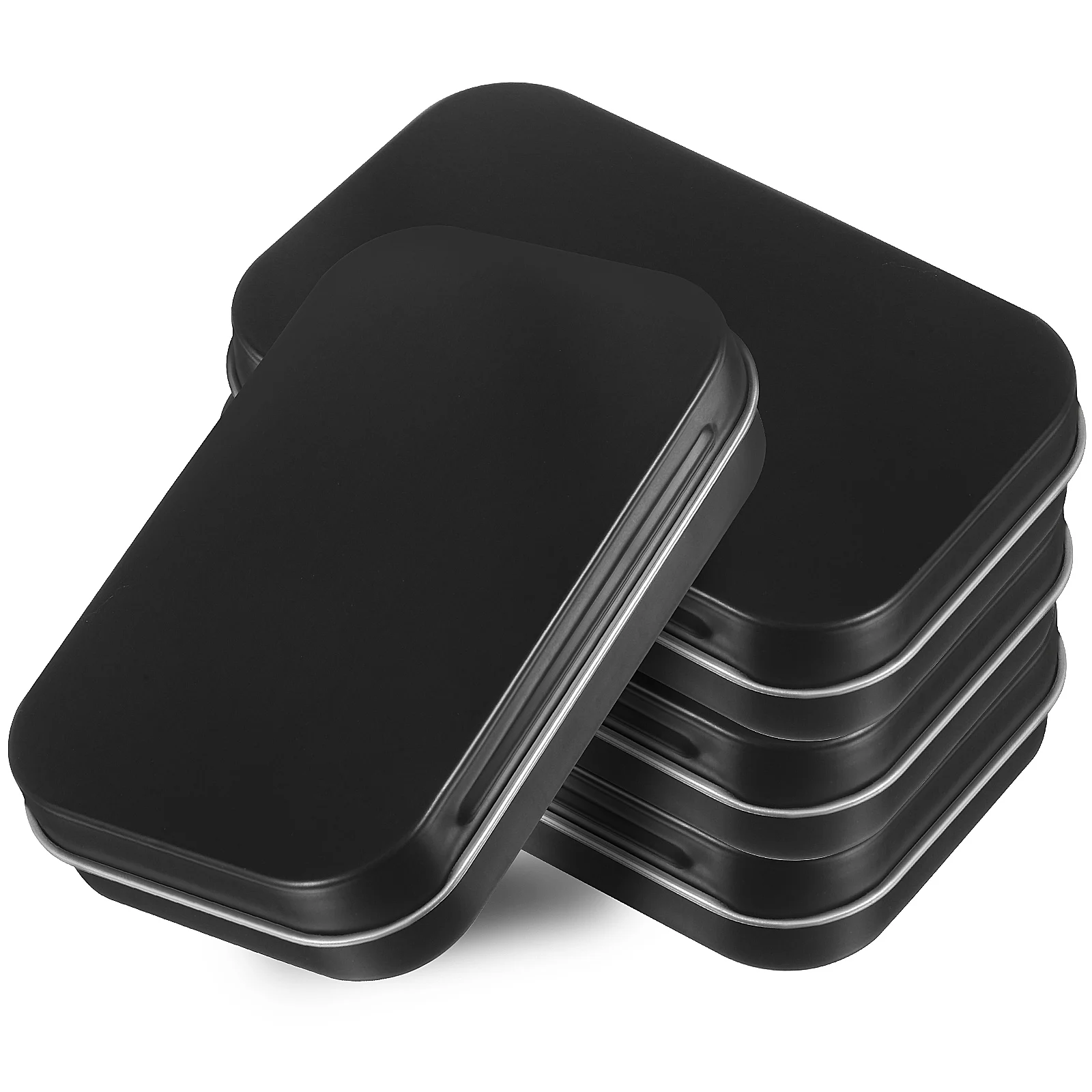 

4pcs Metal Tin Boxes Black Hinge Lid Mini Storage Containers for Coins Keys Earrings Small Items Portable Empty Organizer Cases