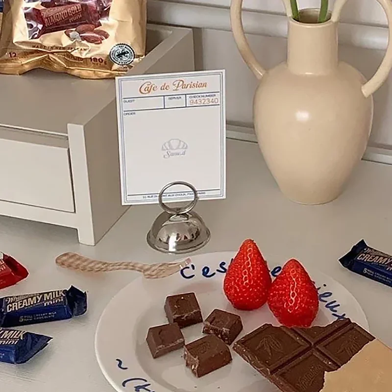 Metal Creative Desktop Photo Holder Vertical Number Plate Business Card Holder Wedding Table Number Card Holder Message Holder