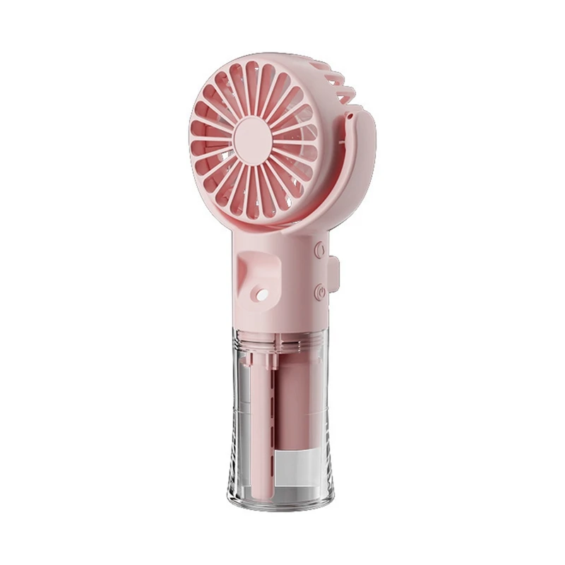 F4 Handheld Misting Fan Humidifying Misting Fan Hanging Neck Fan Folding Mini Handheld Fan Pink