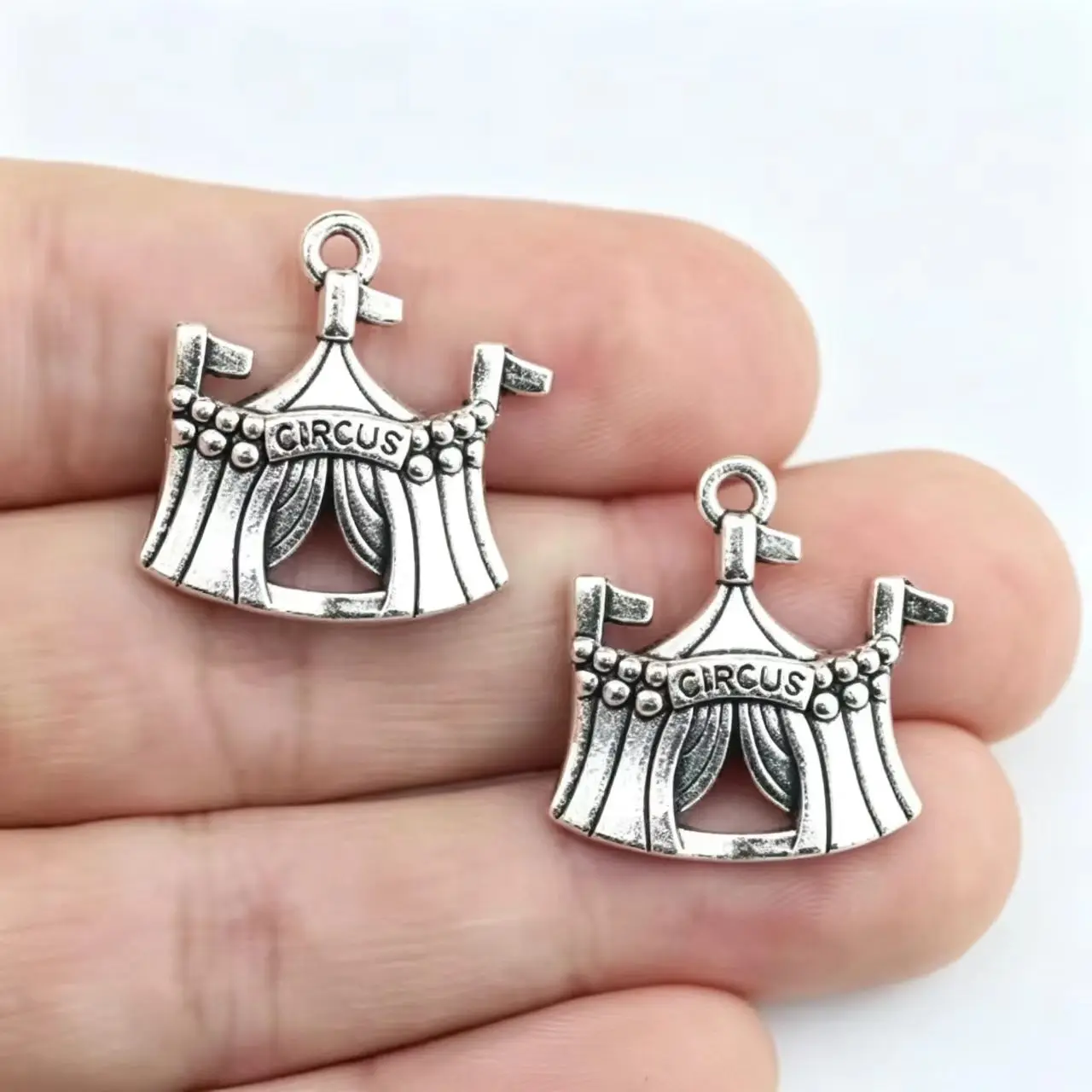 2026 New 10Pcs Vintage Circus Tent Charms Antique Silver Pendant for Bag Skirt Trinkets DIY Jewelry Making Keychain Supplies